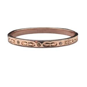 Coach Outlet Signature Kissing 'Cs' Hinged Plated Rose Metal Bangle Bracelet